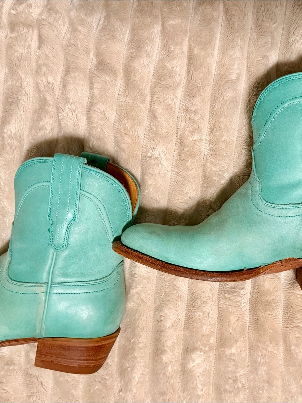 RARE Tecovas The Penny Turquoise Leather Western Boots Discontinued 6.5 - Picture 4 of 8